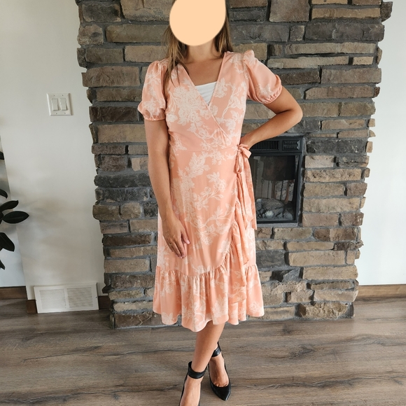 Peach Wrap Dress - Picture 1 of 2